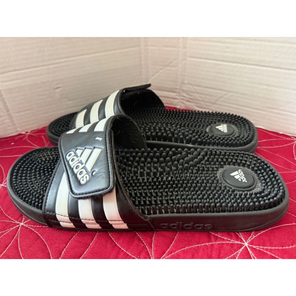 Adidas Adissage Mens Black White Massage Slide Sandals 078260 Size 11